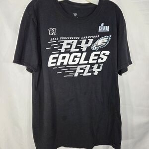 Fanatics Black White Silver NFL Fly Eagles 2022 Conference Champs T Shirt Large